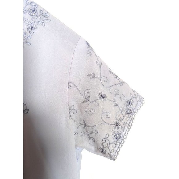 Handmade Lace Nightgown Womens Med White Lavender Lace Tatting Detail Semi Sheer - Picture 5 of 6